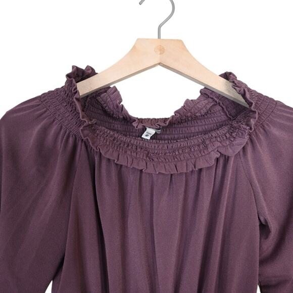 Express One Eleven Women's XS Dark Purple Peasant Top - Picture 3 of 9